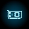 hardware, chip, processor, video card neon icon. Simple thin line, outline vector of hardware icons for UI and UX, website or
