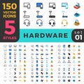 Hardware computer 150 line flat isometric mobile w Royalty Free Stock Photo