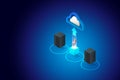 Hardware developer Collect data to save digital data via laptop Royalty Free Stock Photo