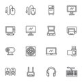 Hardware and devices line icons set Royalty Free Stock Photo