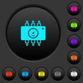 Hardware diagnostics dark push buttons with color icons