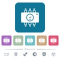Hardware diagnostics flat icons on color rounded square backgrounds
