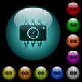 Hardware diagnostics icons in color illuminated glass buttons