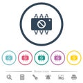 Hardware disabled flat color icons in round outlines