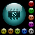 Hardware disabled icons in color illuminated glass buttons