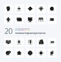20 Hardware Engineering And Internet Solid Glyph icon Pack like sensor buildings network traffic monitoring Royalty Free Stock Photo