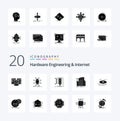 20 Hardware Engineering And Internet Solid Glyph icon Pack like sensor buildings network traffic monitoring