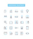 Hardware equipment vector line icons set. Mechanical, Electrical, Components, Tools, Networking, Wiring, Fittings