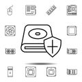 hardware, hard disk, security icon. Simple thin line, outline vector element of hardware icons set for UI and UX, website or Royalty Free Stock Photo