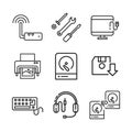 Hardware Icon Set Black And White Illustration Royalty Free Stock Photo