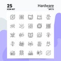 25 Hardware Icon Set. 100% Editable EPS 10 Files. Business Logo Concept Ideas Line icon design Royalty Free Stock Photo