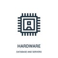 hardware icon vector from database and servers collection. Thin line hardware outline icon vector illustration