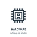 hardware icon vector from database and servers collection. Thin line hardware outline icon vector illustration