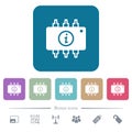 Hardware info flat icons on color rounded square backgrounds