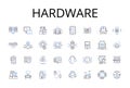 Hardware line icons collection. Tools, Equipment, Devices, Compnts, Instruments, Machinery, Apparatus vector and linear Royalty Free Stock Photo