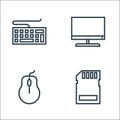 Hardware line icons. linear set. quality vector line set such as , mouse, monitor