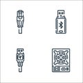 hardware line icons. linear set. quality vector line set such as power supply, usb cable, tooth