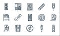 hardware line icons. linear set. quality vector line set such as thumb drive, cd, network interface card, network cable, rom, Royalty Free Stock Photo