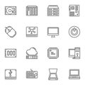 Hardware line icons set