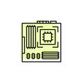 Hardware, motherboard with color shadow vector icon in hardware set