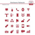 Hardware network icons set red
