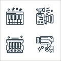 hardware network line icons. linear set. quality vector line set such as cctv, ram memory, dslr camera