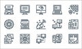 hardware network line icons. linear set. quality vector line set such as ethernet, computer, platform, action camera, fan, cooling