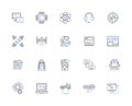 Hardware outline icons collection. Hardware, components, peripherals, processors, GPUs, motherboards, RAM vector and
