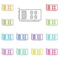 hardware, PCI, card, video multi color icon. Simple thin line, outline vector of hardware icons for UI and UX, website or mobile Royalty Free Stock Photo