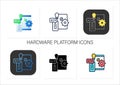 Hardware platform icons set Royalty Free Stock Photo