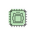 Hardware, processor, chip with color shadow vector icon in hardware set Royalty Free Stock Photo