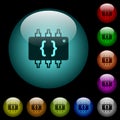 Hardware programming icons in color illuminated glass buttons