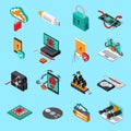 Hardware Protection Icons Set Royalty Free Stock Photo