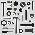 Hardware screws and nails with tools stickers