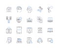 Hardware systems line icons collection. Processor, Motherboard, Graphics, Memory, Storage, Monitor, Keyboard vector and