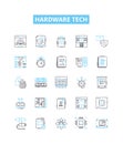 hardware tech vector line icons set. Hardware, Technology, Devices, Components, Gadgets, Networking, Network Royalty Free Stock Photo