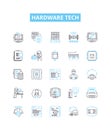 hardware tech vector line icons set. Hardware, Technology, Devices, Components, Gadgets, Networking, Network Royalty Free Stock Photo
