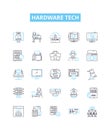 hardware tech vector line icons set. Hardware, Technology, Devices, Components, Gadgets, Networking, Network Royalty Free Stock Photo