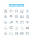 hardware tech vector line icons set. Hardware, Technology, Devices, Components, Gadgets, Networking, Network Royalty Free Stock Photo