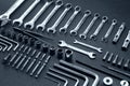 Hardware tools kit laid out in order Royalty Free Stock Photo