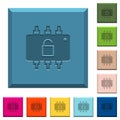 Hardware unlocked engraved icons on edged square buttons