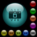 Hardware unlocked icons in color illuminated glass buttons