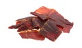 Hardwood smoked beef jerky on a white background Royalty Free Stock Photo