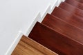 Hardwood stair steps and white wall, interior stairs material and home design