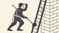 Hardworking Laborer with Shovel and Ladder at a Construction Site, vector design Generative AI Royalty Free Stock Photo