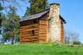 Log Cabin on the Grounds of Booker T. Washington National Monument Royalty Free Stock Photo