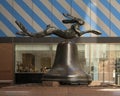 Hare on Bell by Irish-Welsh sculptor Barry Flanagan outdoors in New York City, New York.