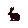 Hare black silhouette, Easter rabbit symbol, cartoon bunny outline logo, vector wild animal of the tundra and taiga Royalty Free Stock Photo