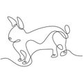 Hare continuous one line drawing. Easter bunny rabbit jumping in the garden isolated on white background. Cute pet animals concept Royalty Free Stock Photo