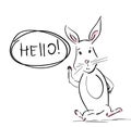 Hare. Cool rabbit with talk bubble and hand drawn speech